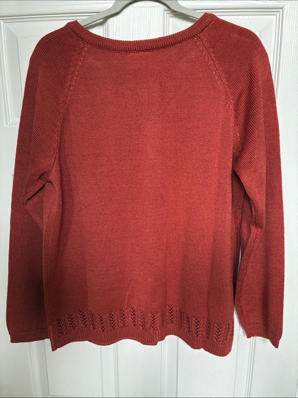 Rust Openwork Button Cardigan with front pockets - Picture 2 of 8